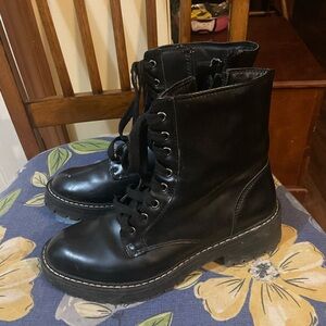 Black Lace-Up Combat Boots